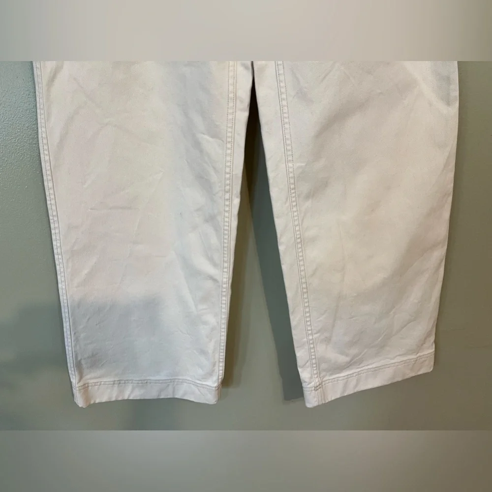 Duluth Trending Co Womens Ivory Wide Leg Baggy Cargo Pants Thick Cotton Sz 8